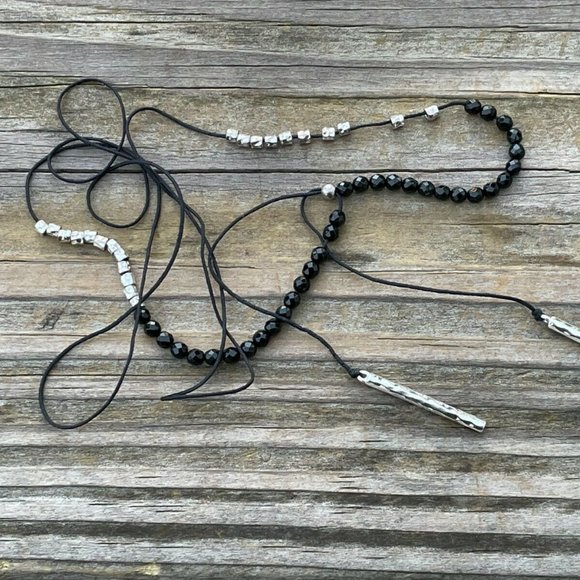 Gorjana Jewelry - Gorjana Necklaces Black Cord Y neck adjustable silver nugget beads Necklace Jewe